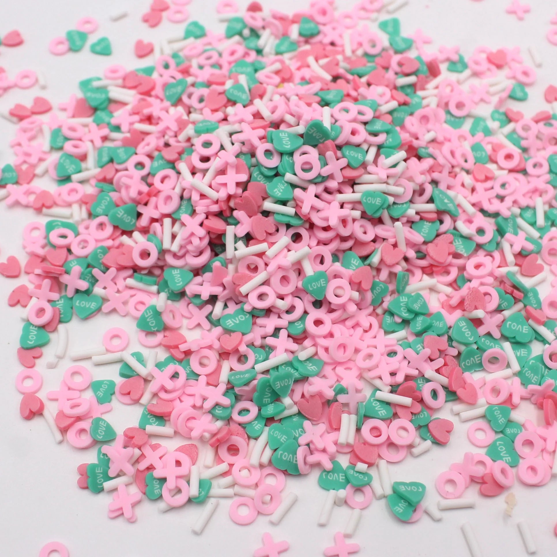 Valentines Themed Assorted Romantic Hearts XO Clay Slices DIY Crafts 1KG/Bag Non-Toxic Artistic Figurine Sprinkles Slime