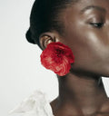 Fashion Big Enamel Red Flower Fabric Earrings Trendy Floral Female Earrings Jewelry Accessories ZA