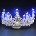 Wholesale Wedding Hair Decorations Luxury Diamond Bride Headpiece Rhinestones Led Lights Tiara Crown