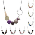 Irregular Wooden Beads Necklace Thin Snake Bone Chain Geometric Colorful Round Beaded Necklace for Women