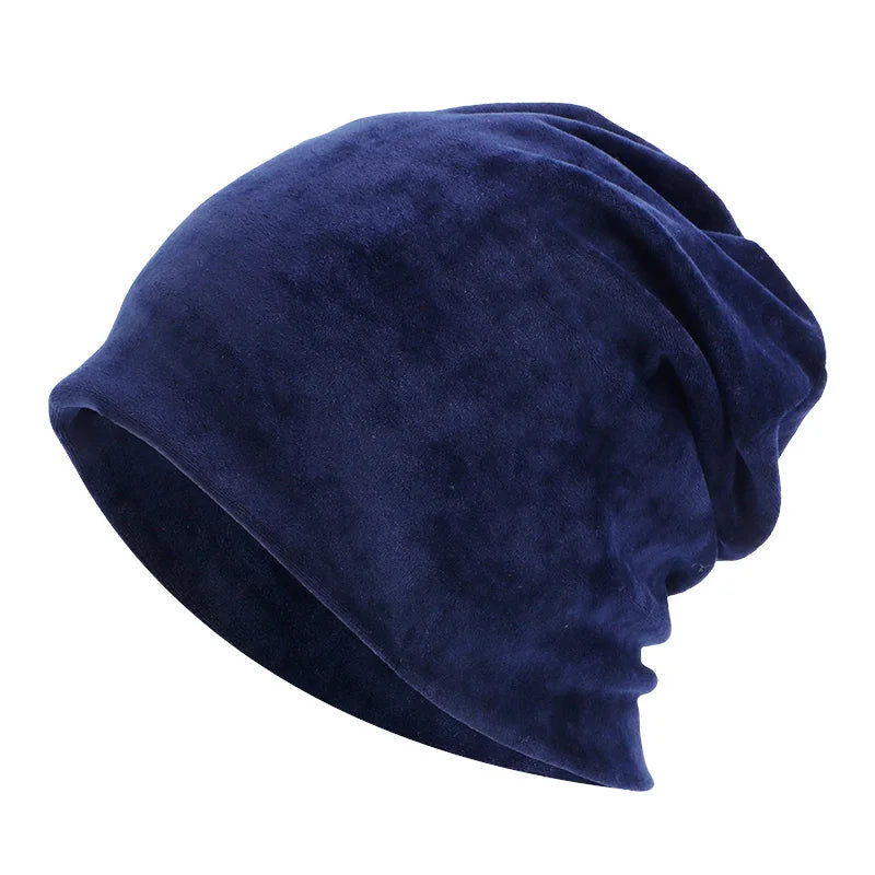 Wholesale Custom Logo Velvet Slouchy Urban Stretch Knit Jacquard Sleeping Hat Headwear Head Wrap Caps Hat Winter Hats for Men