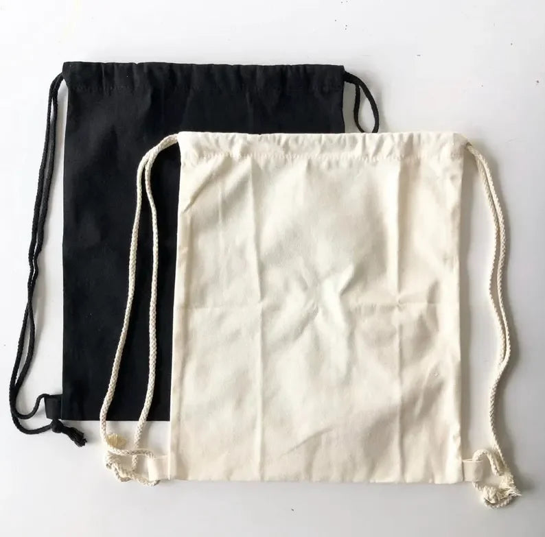 Custom Logo Cotton Drawstring Travel Backpack Reusable Recyclable Fitness Clothes Bag Summer Beach Pouch Textile Packaging