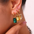 New Design Wedding Jewelry Gifts Cubic Zirconia Women Luxury Stainless Steel Gemstone Earrings