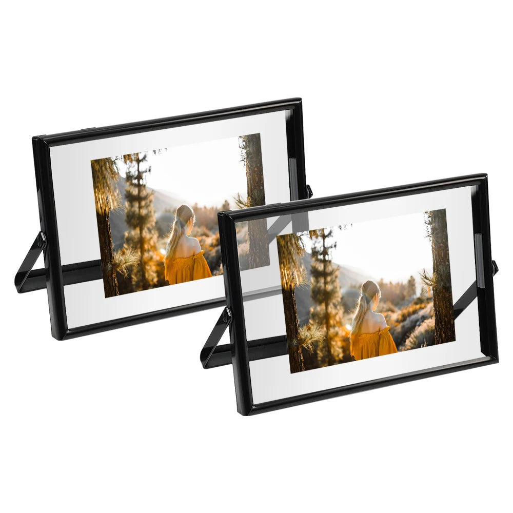 Floating Picture Frame  for Multiple Photo Sizes Horizontal Adjustable Tabletop/Shelf Photo Frame Metal Frames