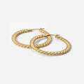 Dropshipping Tarnish Free 18K Gold Plated 316L Stainless Steel Earring Hollow Round Earring Cuban Link Chain Twist Hoop Earring