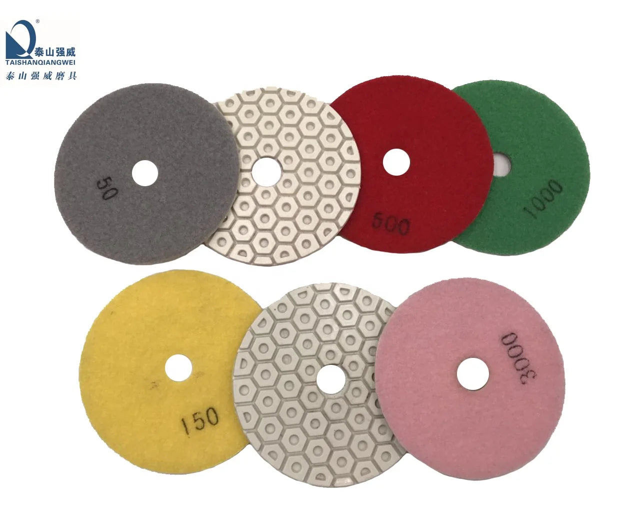 4 Inch 7 Pcs/set Different Design with Grits 50 100 200 400 800 Diamond Wet Polishing Pad for Polishing Stone and Concrete Floor