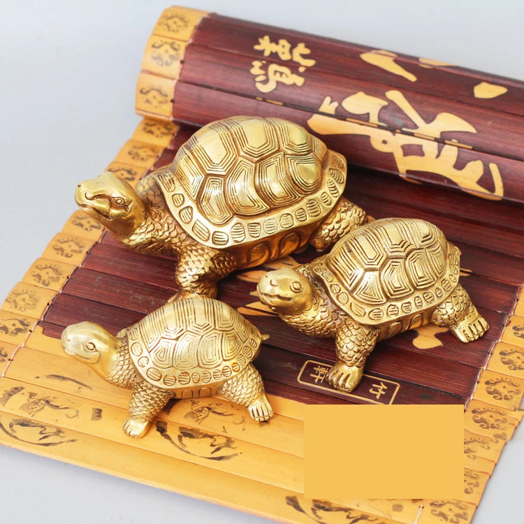Chinese Feng Shui Pure Brass Metal Casting Lucky Turtle Dragon Statues and Buddha Items Gold Brass Copper Figurines