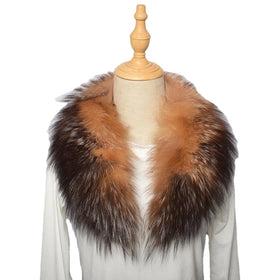 MWFur Luxury Fox Fur Collar Scarf for Neck Scarf Winter Fashion Golden Fox Fur Collar for Winter Jacket
