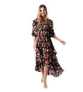 Miyake Boho Floral Pleated Long Sleeve Soft Dresses for Women'sVestido Robe De Mujer Casual Elegante Luxury Mix Modest Dress