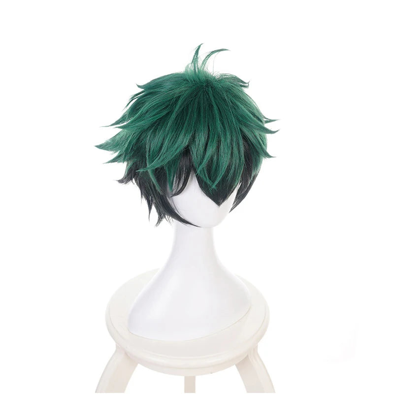 Izuku Midoriya Wig Male Green Short Small Wave Chemical Fiber Wig for Cosplay Party