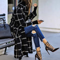 Women's Parkas Pockets Overcoat Belted Jackets Women Long Plaid Coats Casual Hood Coat Autumn Winter Girls Streetwear New Coat