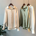 2025 Women's Fashionable Satin Blouse Long Sleeves V Neck With Vintage Print Top for Summer Autumn Wear