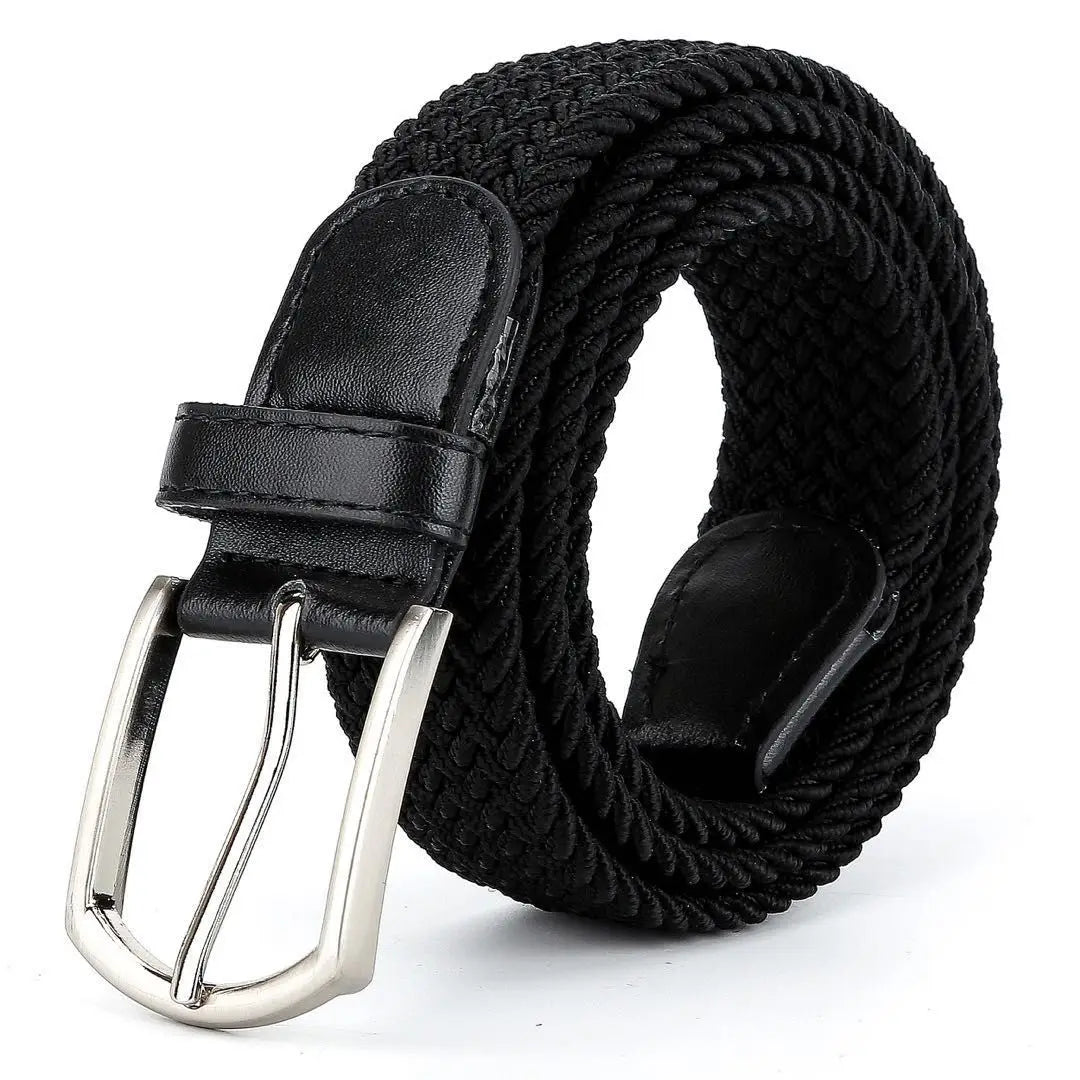 Custom Men Elastic Stretch Belt Polyester Knitted Elastic Braided Rope Fabric Belt