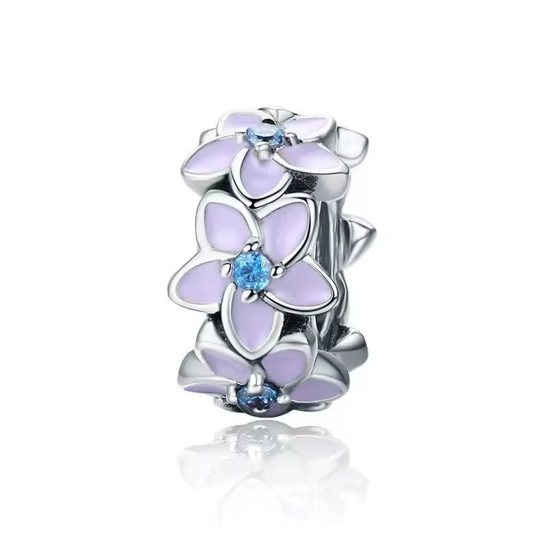 Fashion Jewelry Bracelets DIY Design 925 Sterling Silver Enamel Flower Charm Beads