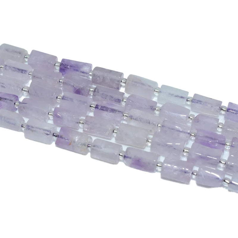 Wholesale Natural Light Amethyst Loose Gemstone Beads 7*11mm Tube Shape for DIY Jewelry Making
