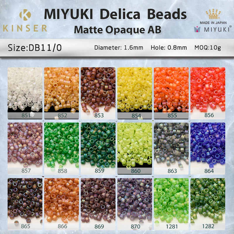 Miyuki Delica Beads 1.6 mm [20 Color Matte Opaque  AB 2 ]10g Pack