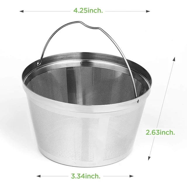 Reusable 8-12 Cup Permanent Basket Washable Coffee Drip Pour Over Filter
