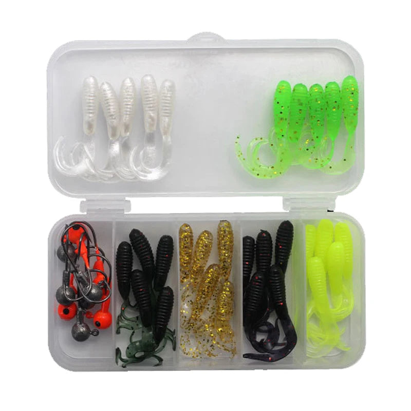 Guosong Soft Bait Set High Quality Worm Lures Artificial Bait Lead Fishing Hook