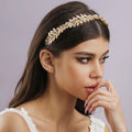 Bride Leaf Hair Hoop Headwear Metal Rhinestone Hairband Hair Accessories for Women