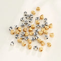6mm Initial Letter Beads Large Hole Matte Gold 925 Sterling Silver A-Z Heart Shaped Letter Charm Beads for Jewelry Making