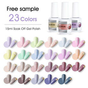 Custom Private Label Wholesale Nail Supplies 15ml Water Based Soak Off UV Nail Glitter Gel Polish