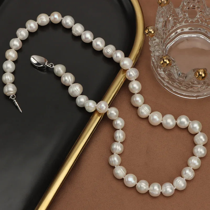 New Design Natural Freshwater Pearl Necklace Luxury Thread Baroque Pearl Necklace Jewelry for Gifts
