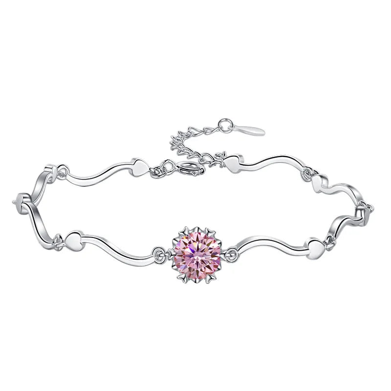 Simple Fashion S925 Sterling Silver Bracelet for Women VVS D Color Lucky Four-leaf Clover Moissanite Bracelets & Bangles