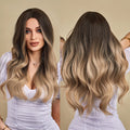 HAIRCUBE Synthetic Wig Brown Ombre Blonde Long Wavy Natural Wavy Heat Resistant Fiber for Women Synthetic Wigs Wholesale