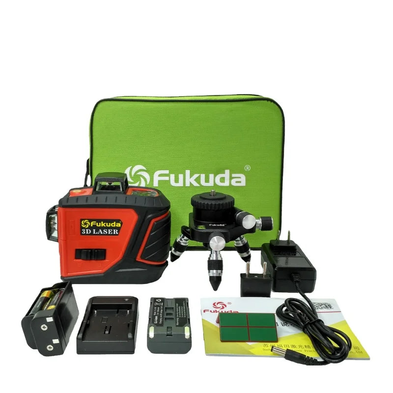 Hot Seller Fukuda MW-93T Industrial/DIY 3D Red Beam Cross Laser Level Meter Machine 12 Lines 360 Degree Leveling Tool