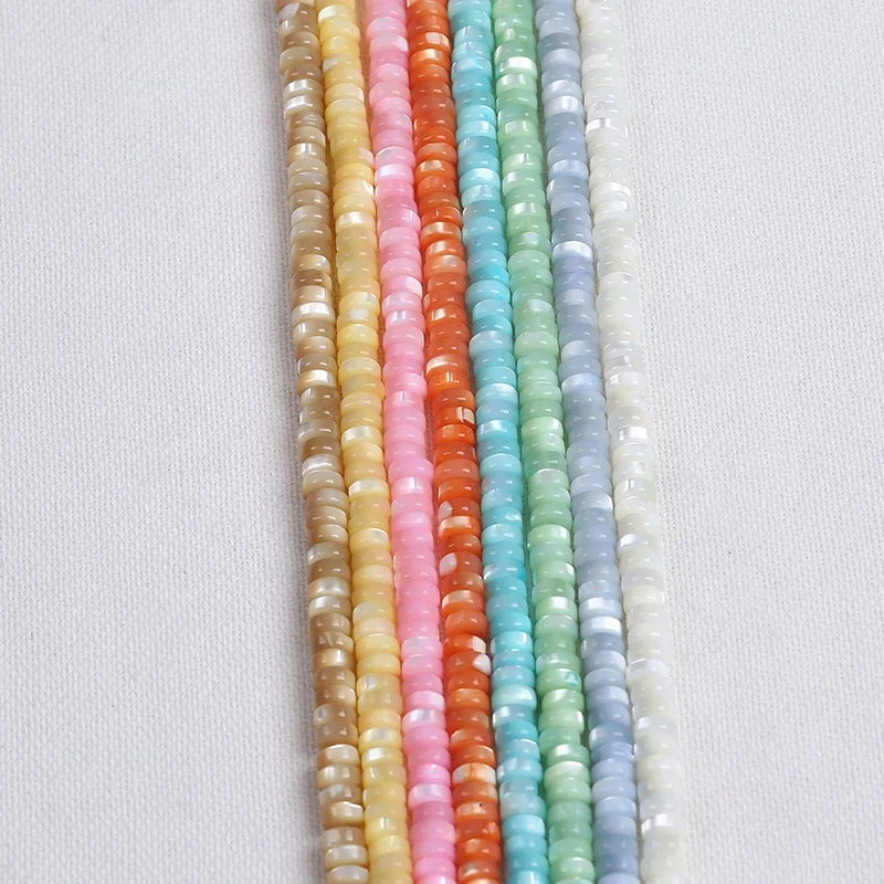 2*5mm Mother of Pearl Shell Disc Spacer Beads Middle Hole Strand for Jewelry Wholesale