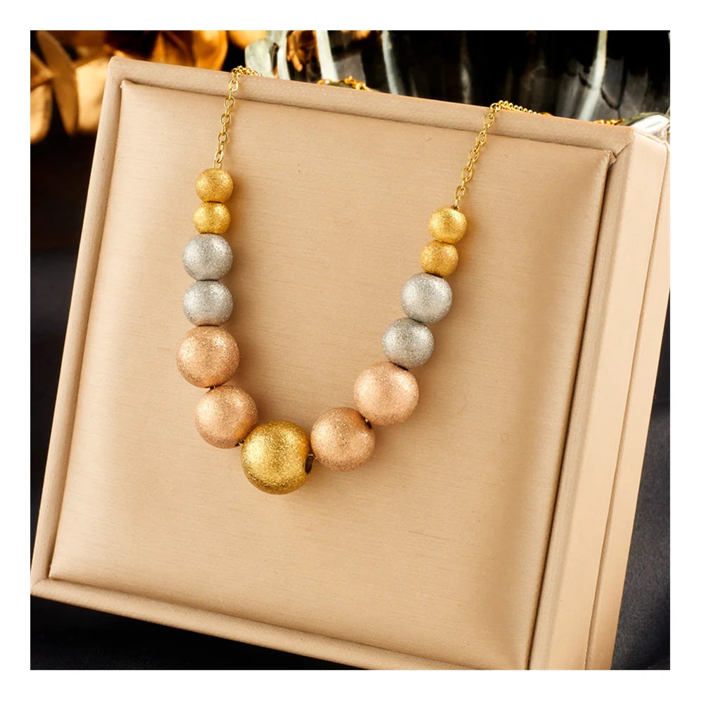 New Arrival Fashion 18k Gold Non Tarnish Stainless Steel Colorful Beaded Necklace Women