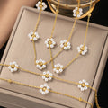 New Fashion Gold-plated Necklace Bracelet Non Tarnish Stainless Steel Necklace Attractive Pearl Flower Necklace Gifts for Women