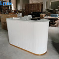 Wholesale Hotel Table Reception Design Counter Salon Beautyshop Barbershop Front Table White pink Black