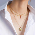 Europe America Women Fashion Winter Jewelry Stainless Steel Hollow Flower Pendant Sweater Necklace