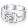 Wholesale Customized Classic Mens Ring Jewellery OEM Rhodium Plated 925 Sterling Silver Cubic Zirconia Diamond 925 Mens Rings