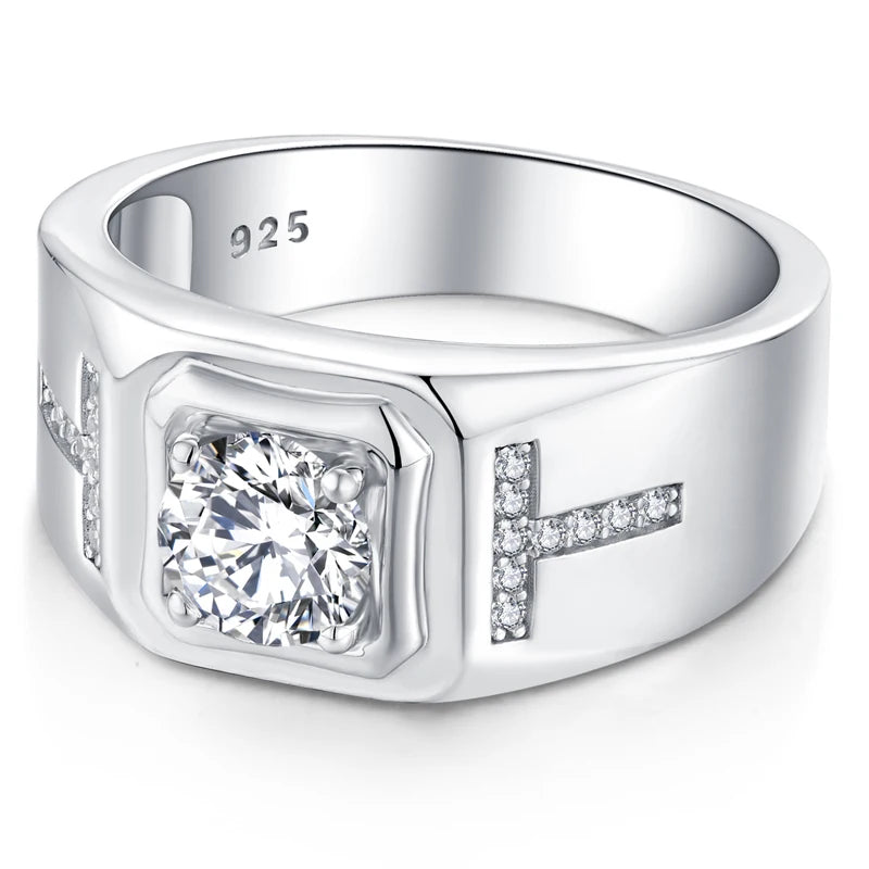 Wholesale Customized Classic Mens Ring Jewellery OEM Rhodium Plated 925 Sterling Silver Cubic Zirconia Diamond 925 Mens Rings