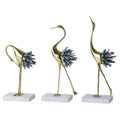 Custom logo Crystal Stone Home Decoration Table Ornament Copper Crane Figurine Light Luxury Home Handmade Simulation Cranes