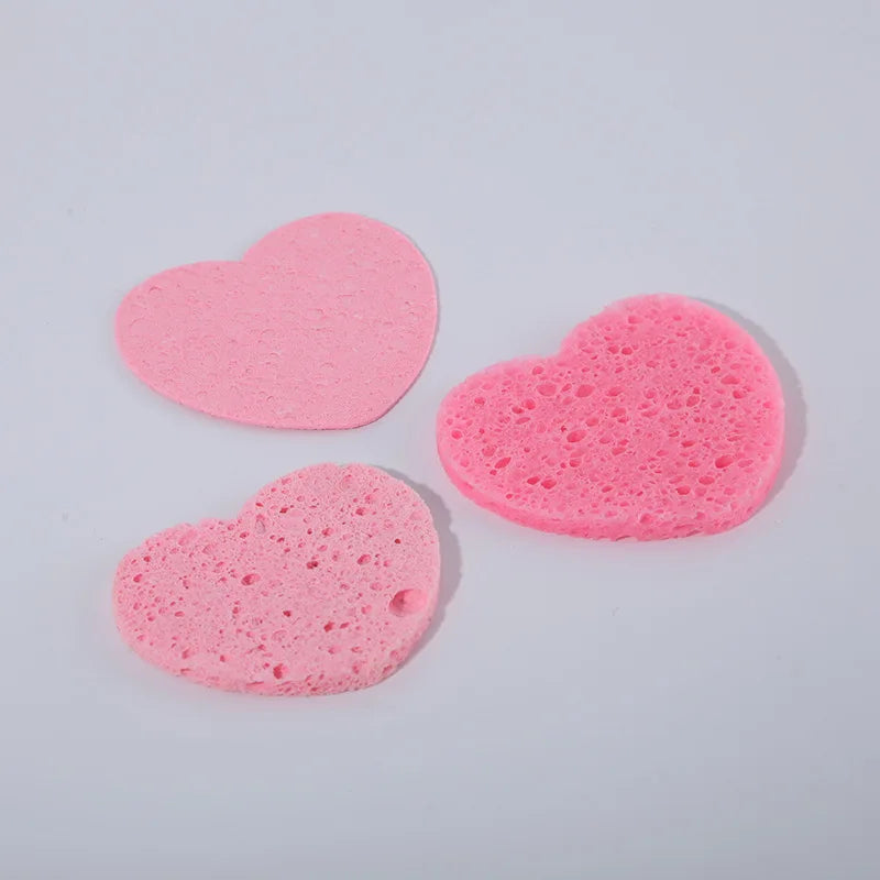 WOXIN Hot Sale Natural Pulp Cleaning Pad Compressed Heart Shape Cellulose Facial Sponge