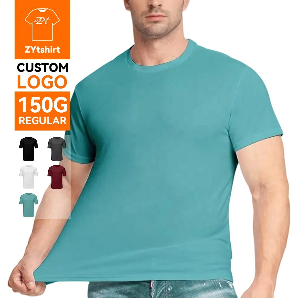 ZYtshirt Customized 180g 95% Polyester 5% Spandex Stretchy Gym T-Shirt with Logo Printing for Sportswear