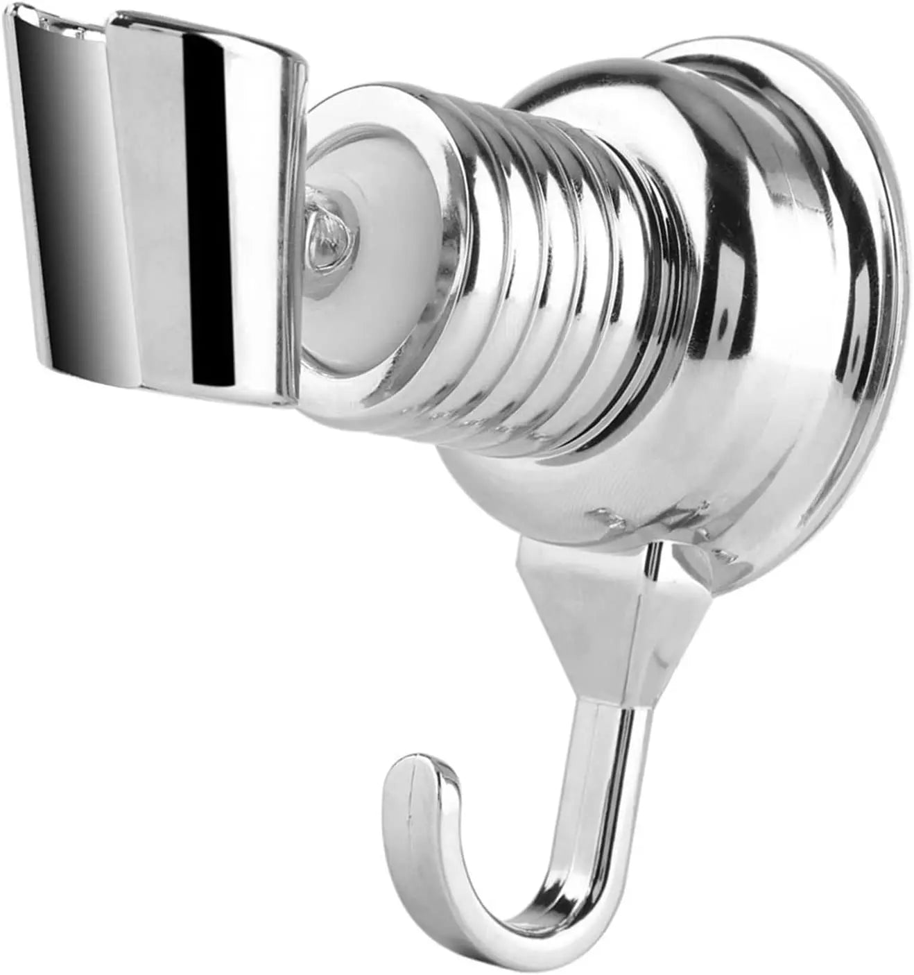 Bathroom Wall Mount Bracket Strong Suction Cup Adjustable Shower Head Holder Chrome Finish Modern Design Easy Installation