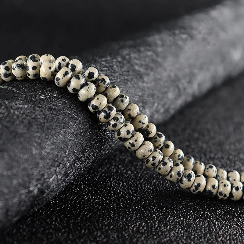 Hot Selling Beads for Making Jewelry Crafts Natural Rondelle Abacus Spacer Dalmatian Jasper Loose Beads 15.5''