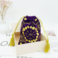 Small Purple Velvet Bags With Gold Embroidery Logo Tassel Drawstring for Jewelry Pouch Velvet