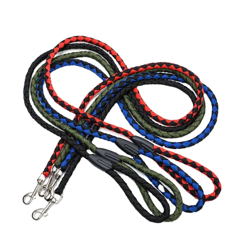 Braided Nylon Dog Leash Lead for Dogs and Cats Solid Pattern Polyester Material