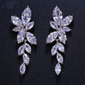 CAOSHI Silver Color Austrian Crystal Cubic Zirconia Diamond Brass Bridal Long Earrings for Women CZ Wedding Pendant Earrings