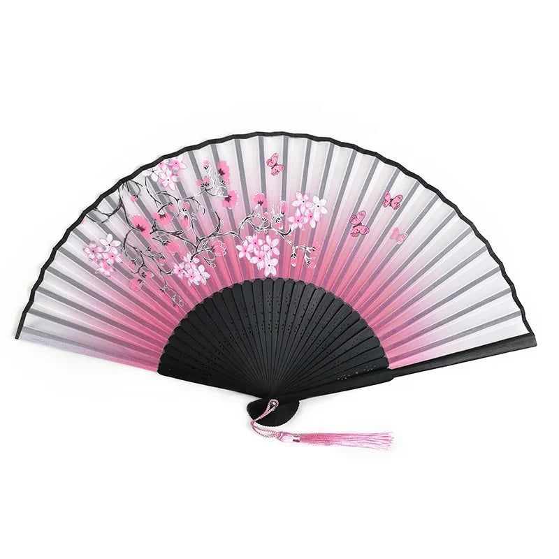 [I Am Your Fans]Best Europe Style Silk Fan Dance Wedding Party Lace Silk Folding Flower Party Performance Hand Fan