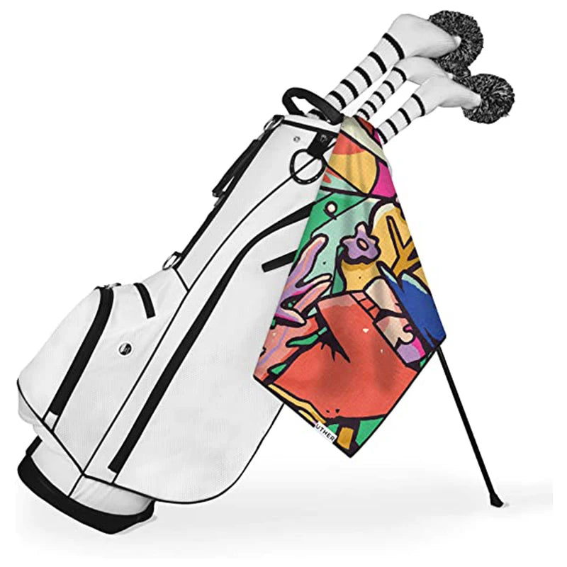Custom Sublimation Printed Microfiber Waffle Golf Towel Custom logo with Grommet and Hook