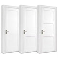 White Painted Minimalist Bedroom 3 Panel Solid Wood Core Prehung Interior Shaker Hotel Door