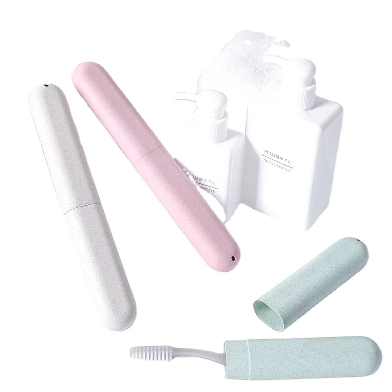 Eco Biodegradable Wheat Straw Toothbrush Storage Box for Travel Bathroom Sets
