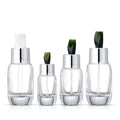 Luxury Flat Clear Round 15ml 30ml 50ml Glass Dropper Bottles for Facial Cleanser Oil with Convenient Dropper