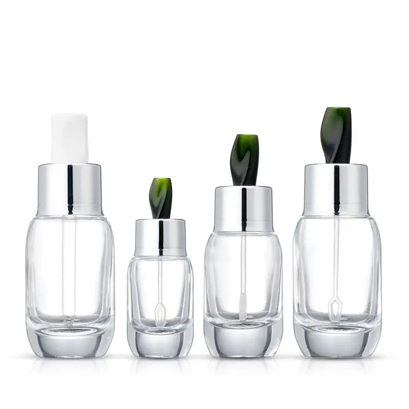 Luxury Flat Clear Round 15ml 30ml 50ml Glass Dropper Bottles for Facial Cleanser Oil with Convenient Dropper